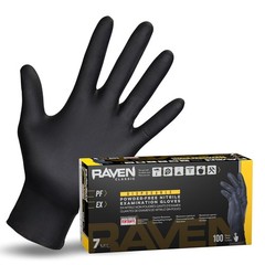 Raven Nitrile Disposable Gloves 7 Mil – XL Latex , + Puncture Resistant, Text…
