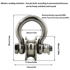 Heyous Detachable U Shaped Pulley with Large Size Long Screw Groove Pulley Wheel