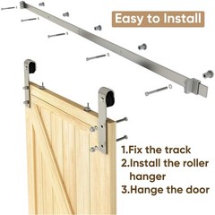 JUBEST 6.6FT Brushed Nickel Sliding Barn Door Hardware Kit Smoothly and Quiet…