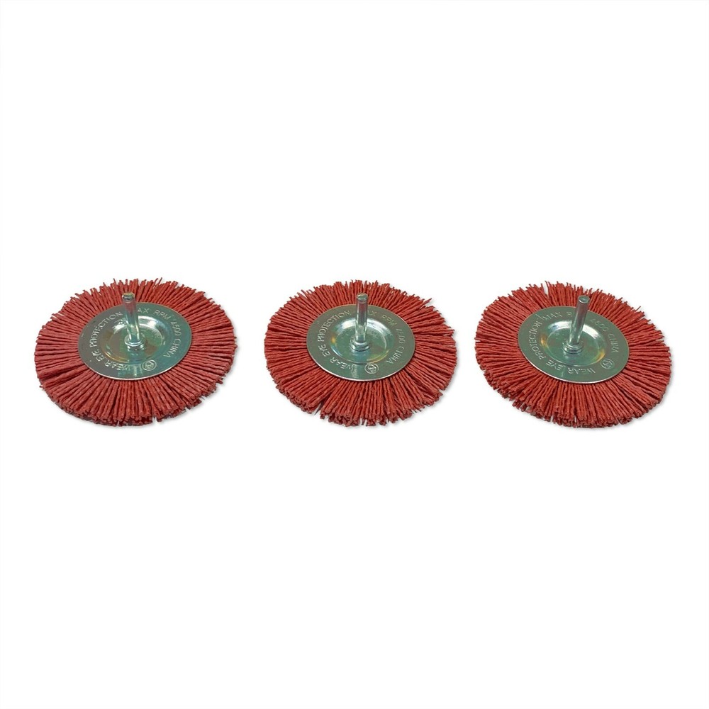 4″ Nylon Flat Brush 1/4″ Shank Coarse 3 Pack Abrasive Drill Brush Wheel