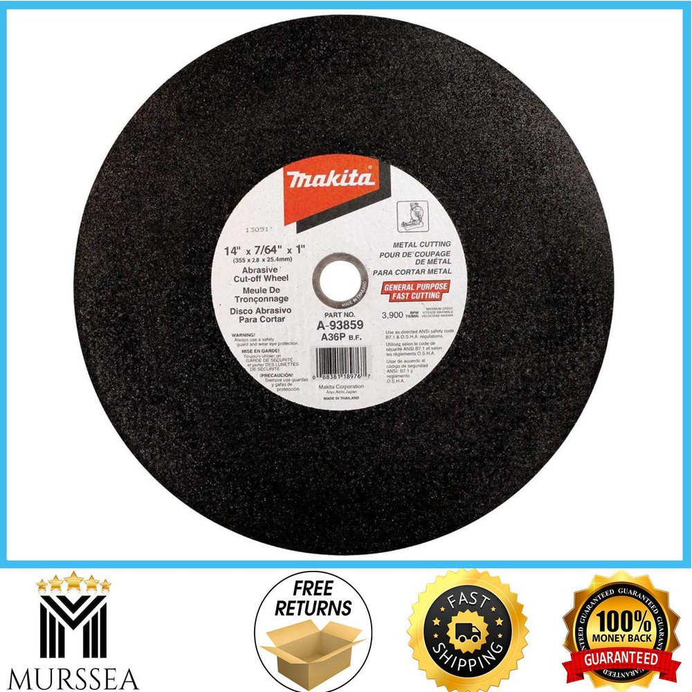 14 In. X 7/64 In. X 1 In. Cut-off Wheel , Makita Chop Saw Metal Angle 5-Pack