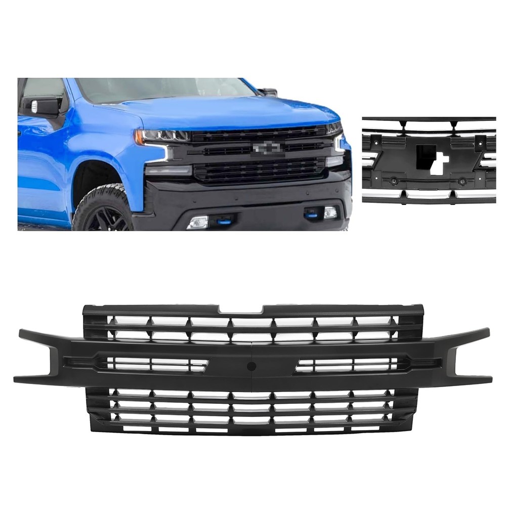 Front Grille for 2019-2022 Silverado 1500 Painted Black
