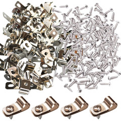 100 Pcs Fence Wire Clamps with 100 Pcs Screws, Stainless Steel Wire Clips Mount