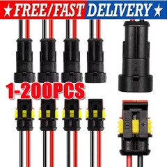 2Pin Way Car Waterproof Male Female Electrical Connector Plug Wire Kit Set Lot
