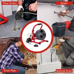 50Ft x 5/16″ Drain Cleaner Machine Drain Auger Sewer Snake Plumbing with Cutters