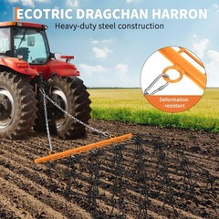 4×4 FT Heavy Duty Tow Behind Drag Harrow 1/2″ & 3/8″ Tines for ATV Lawn Tractors