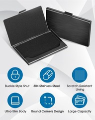 MaxGear Metal Business Card Holder for Men & 3.7 x 2.3 x 0.3 inches, Black