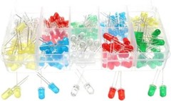 300Pcs 5mm 3mm LED Light Kit Yellow White Blue Red Green Assortment with Case