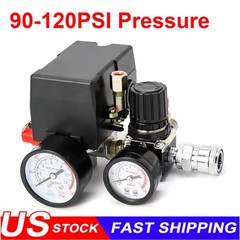Air Compressor Pressure Switch Control Valve 90-120PSI Pressure Regulator Gauge