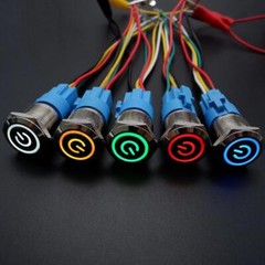 Latching Push Button Power Switch 16mm 12V LED ON OFF Waterproof Stainless Steel