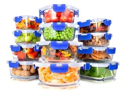 Serenelife 24 Piece Glass Storage Containers Lids 12 Pack Glass Meal Prep