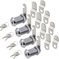 Cam Lock Set 1-1/8 Inch Keyed Alike Chrome Finish for Cabinets Drawers Mailboxes