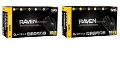 SAS 66518 RAVEN Black Nitrile Gloves Powder 100/BX L (2 Pack)