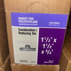 Poly Inserts | Combination / Reducing Tee |1-1/2” X 1-1/2”x3/4” | Qty. 10