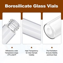 100pcs 10ml Clear Glass Vials, Sample Vials with Screw Caps Small Liquid Bottles