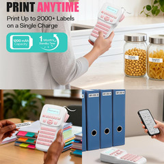 EazeID Label Maker Machine with Tape (White+Pink)