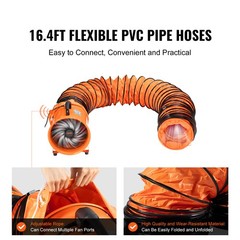 VEVOR 12″ Portable Extractor Fan Blower 16.4ft Duct Hose Ventilator Industrial