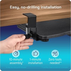 Keyboard Tray | Under Desk Keyboard Tray Slide Out w/Adjustable C-Clamps