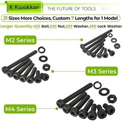 Complete M2 M3 M4 Bolt Kit: 1710 Zinc-Plated Screws, Nuts & Washers Collection
