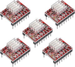 5 Pieces of A4988 Stepper Motor Driver Modules with Heat Sinks, Suitable for 3D