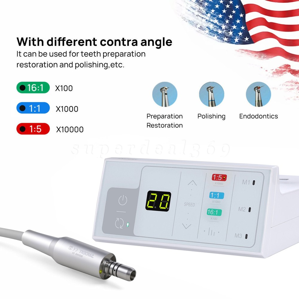 Dental Electric Handpiece Motor System LED Brushless Built-in 1:1 1:5 16:1 Modes