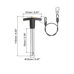 T Handle Lock Pins 1/2×2.76″ (12x70mm) Push Button Quick Release Pin with Wire