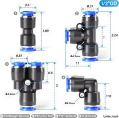 High Pressure 1/2 Inch Push to Connect Fittings – 40 Piece for Pneumatic Systems