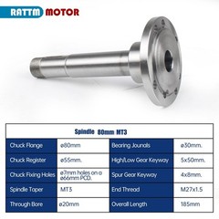 80mm Flange Lathe Spindle Core For CJ-0618 Mini Lathe Headstock Spindle Assembly