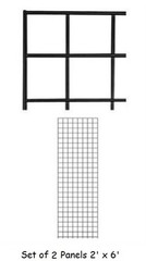 Gridwall Panels 2′ x 6′ Set of 5 Grid Wall Display Black Panel Steel Powder Coat