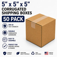 5x5x5 -50 Boxes Corrugated Shipping Heavy Duty Moving Storage Packing Cardboard