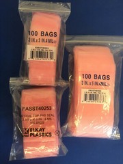 Elkay Plastics Pink Anti-Static Seal Top 4Mil ZipLock Reclosable Poly Bags 4 Mil