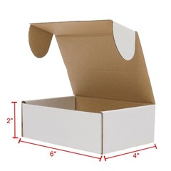 50 Pack Corrugated Packaging Boxes White Cardboard Boxes and Yellow Inside 6x4x2