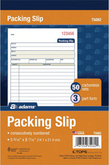 Packing Slip Book, 3-Part, Carbonless, 5-9/16 X 7-5/16 Inches, 50 Sets