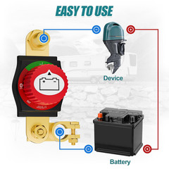 Top Post Battery Disconnect Switch, 12-48V Heavy-Duty Battery Kill Switch for Ca