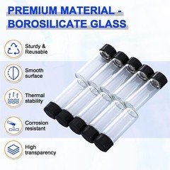 100Pcs 4ml/10ml Glass Vials with Screw Caps Clear Liquid Sample Vial Bottles US