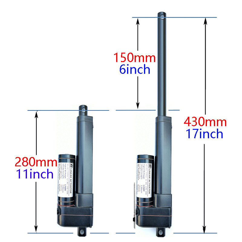24V 3000N 660lb Heavy Duty Linear Actuator 6inch Stroke 4″~ 40″ IP65 Waterproof