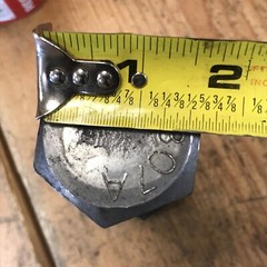 LARGE HEX BOLT 1-1/8” x 5” w/ HEAVY HEX NUT, STEEL, 307A, NC 1-1/8-7