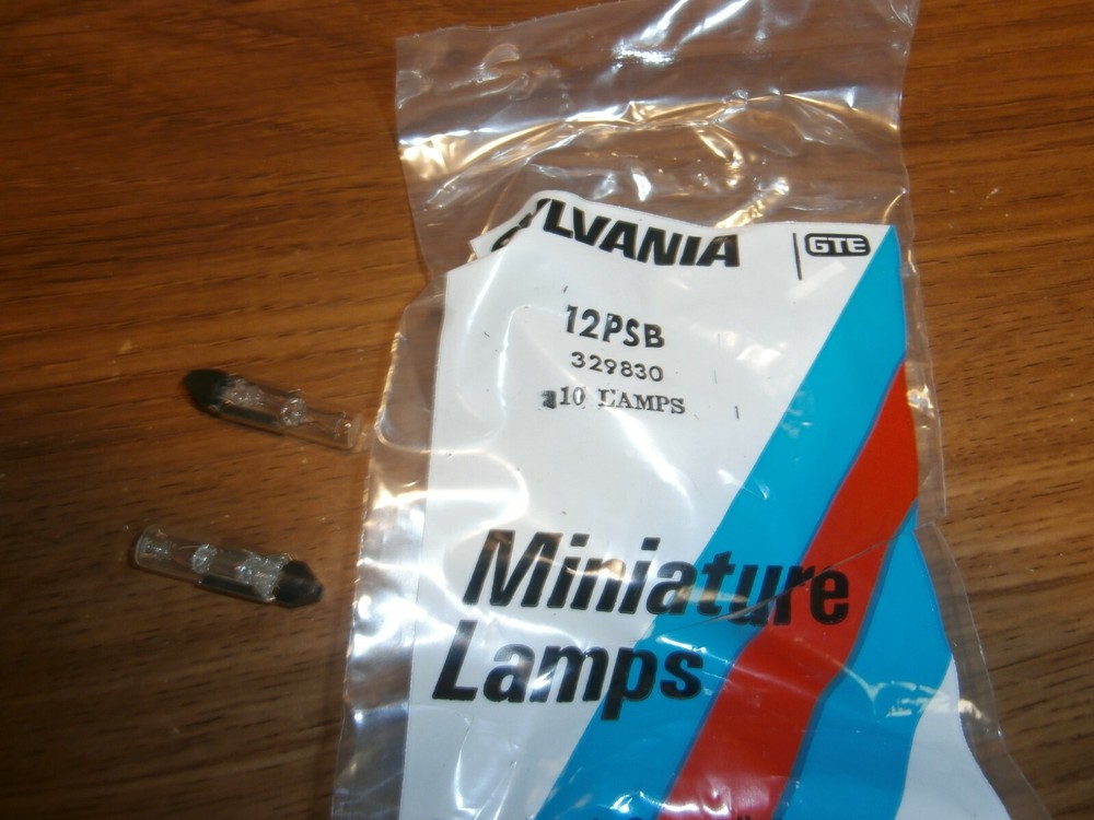 Lot/10 Sylvania Miniature Light Bulb Lamps # 12PSB Slide Base 12Volts,NOS