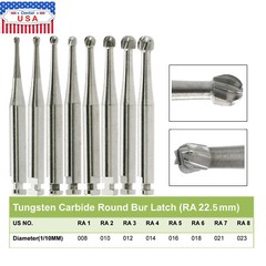 8 Types Dental Round Carbide Bur for Slow Speed Latch Type RA 1 – RA 8 Burs