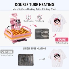 8 in 1 Heat Press Machine 12×15 in Sublimation Transfer T-shirt w/ 30OZ Tumblers