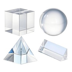 Crystal Photography Prism Set Ball Cube Triangular Pyramid 4 Pack 50mm