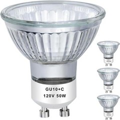 4 Pack Gu10 120v 50w Halogen Bulb Mr16 Glass Cover Gu10+c Bulb 2700k Warm White