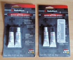 2X RadioShack 5-min Metal Glass Wood Epoxy All Purpose Bonding Super Glue .21 oz
