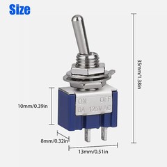 10PCS MTS-101 2 Position Mini Toggle Switch 2 Pin SPST ON-OFF 6A 125V AC
