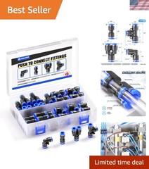 High Pressure 1/2 Inch Push to Connect Fittings – 40 Piece for Pneumatic Systems