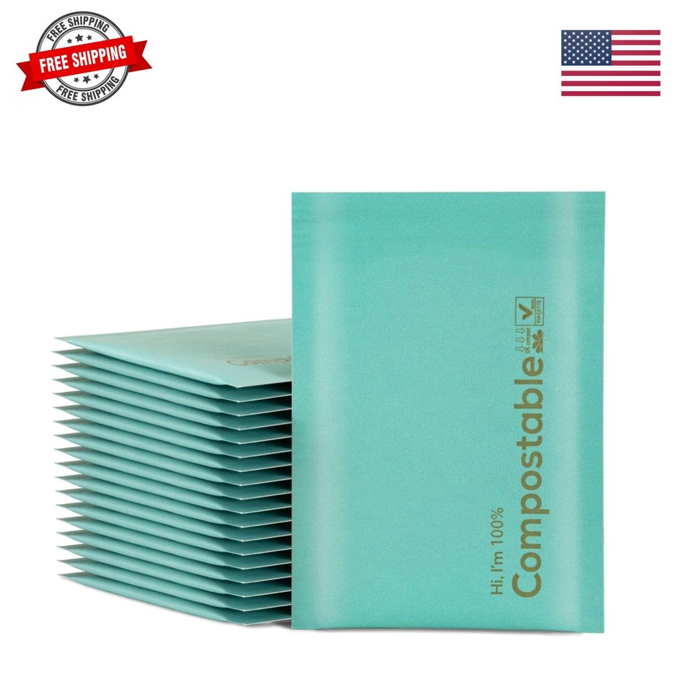 8.5×12 100% Biodegradable Teal Bubble Mailers,25 Count Compostable Padded Pac…