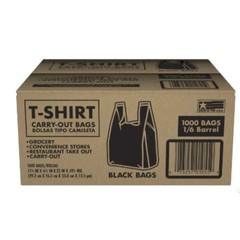 Black T-Shirt Carryout Bags, 11.5″ x 6.5″ x 22″ 1000 ct. Free Shipping