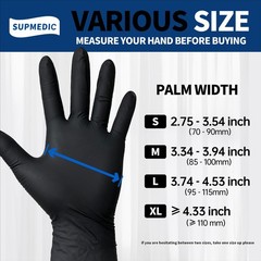 Supmedic Disposable Nitrile Gloves, Chemical X-Large, X-large (Black)