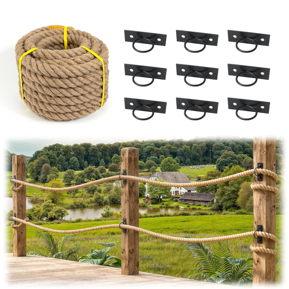 50FT Adjustable Jute Rope Railing Kit – Easy Install with User Guide