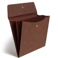 File Organizer Brown Pleather: Polyurethane File Holder, No Assembly Required